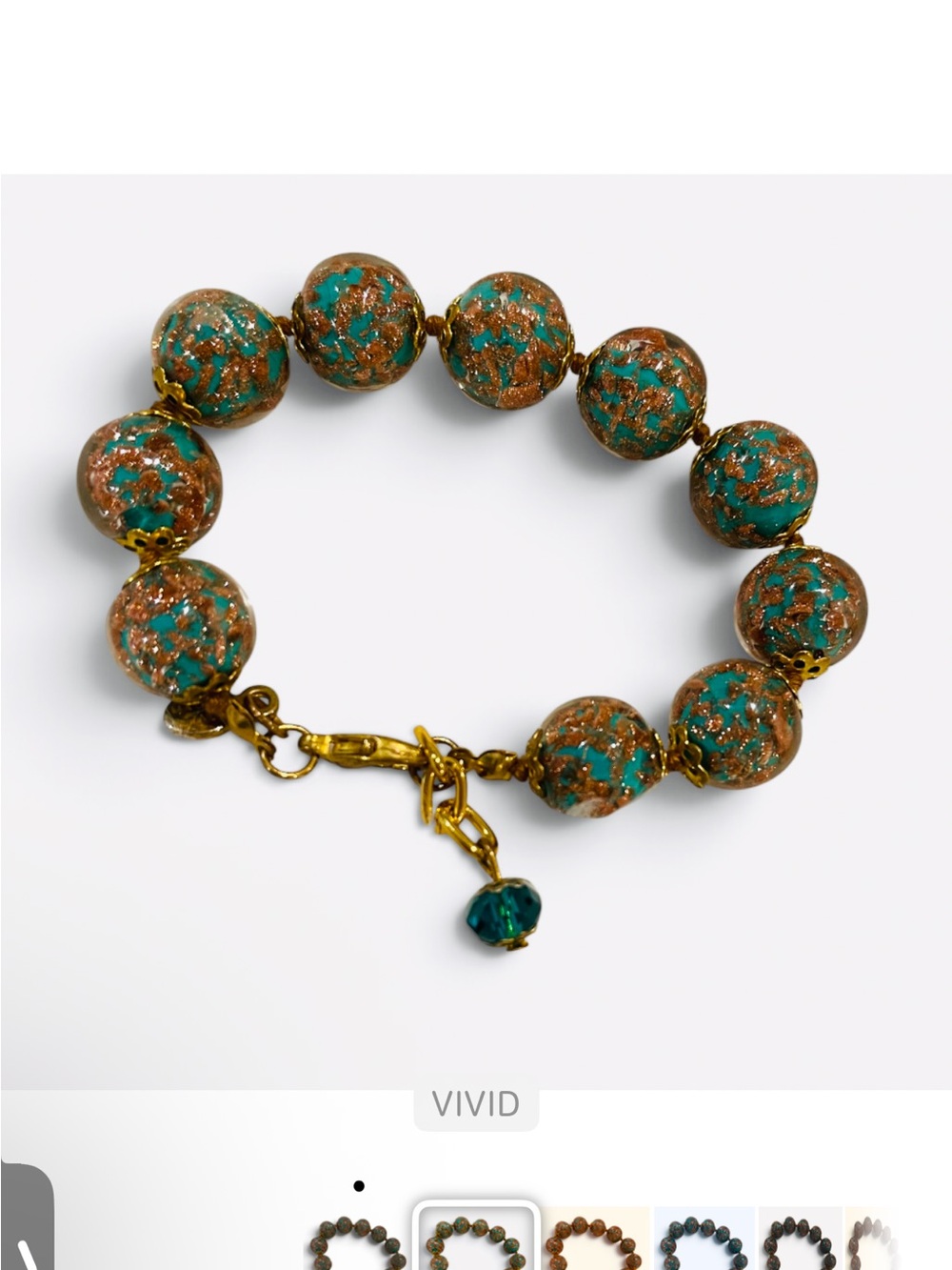 Authentic Murano Turquoise and gold Bead Bracelet - Women Jewelry
